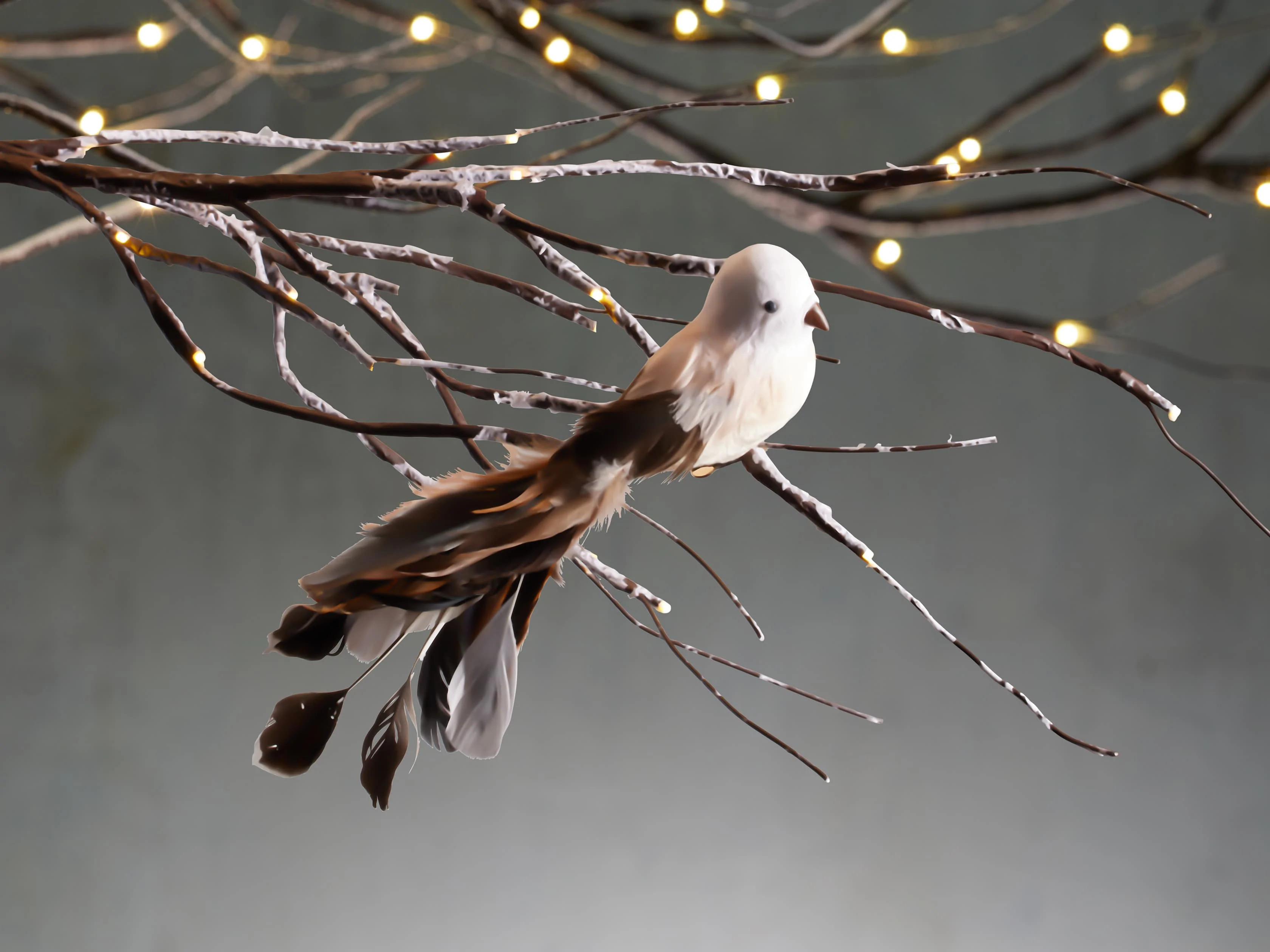 Brown Feathered Bird Ornaments (Set of 2) | Arhaus