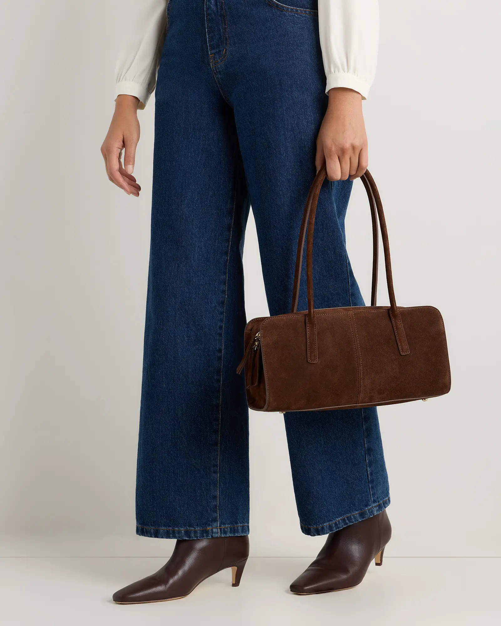 Italian Suede East-West Shoulder Bag | Quince