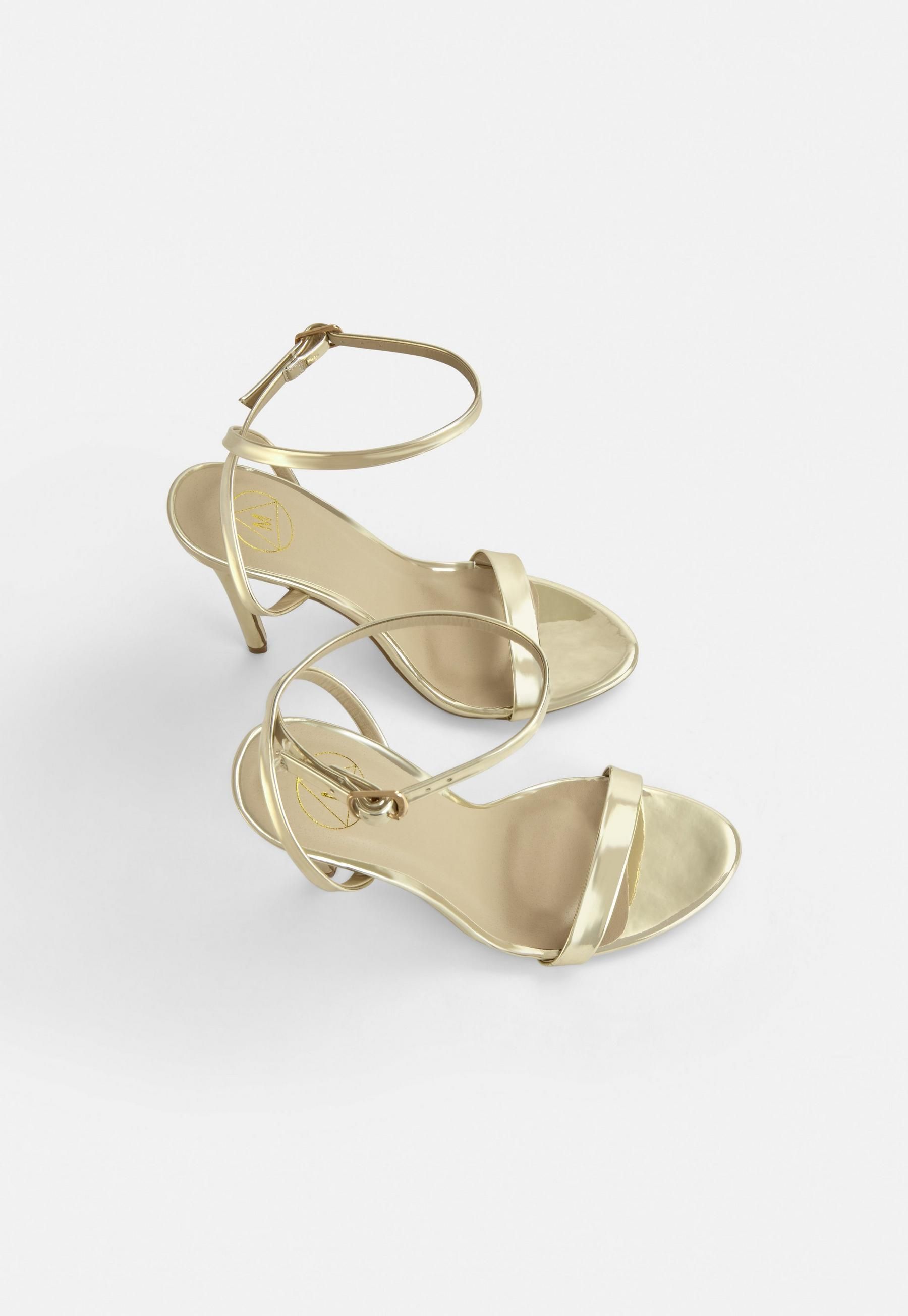 Missguided - Gold Strappy Barely There Heels | Missguided (UK & IE)