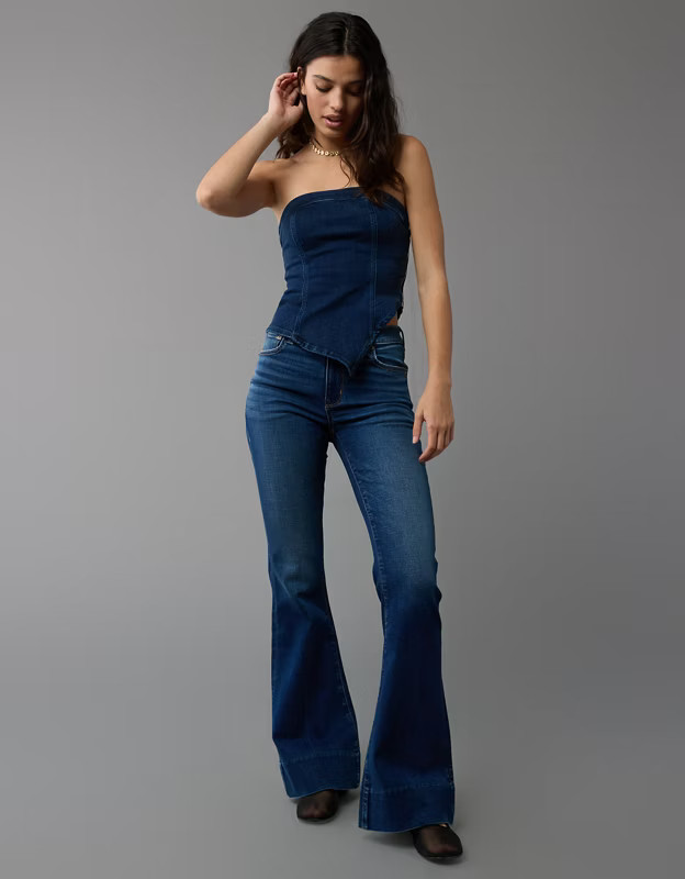 AE Asymmetrical Denim Tube Top | American Eagle Outfitters (US & CA)