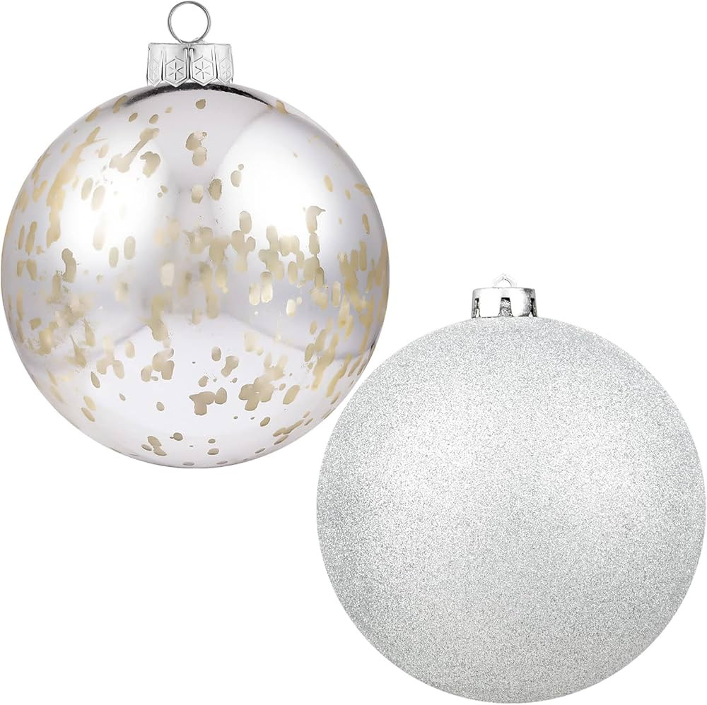 XmasExp Large Christmas Ornaments Christmas Ball Ornaments Silver Giant Shatterproof Christmas Or... | Amazon (US)