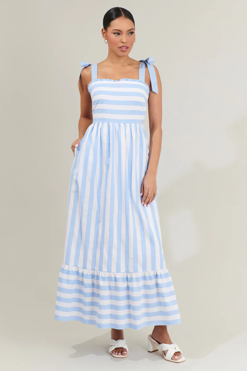Gracie Sky Striped Maxi Dress | Sugarlips
