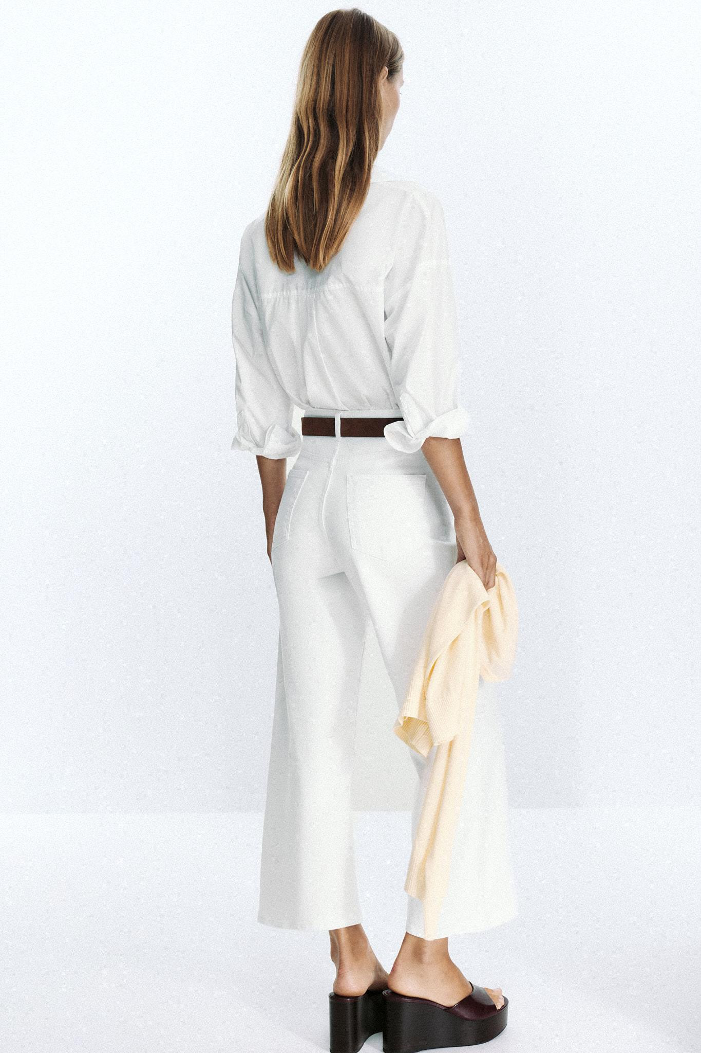 Z.10 HIGH-WAIST BELTED CULOTTES JEANS35.99 GBP White Mid-blue Light blueWhite | 1889/152/250Put i... | Zara UK