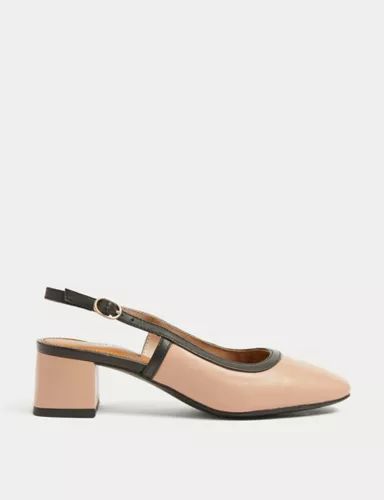 Leather Block Heel Slingback Shoes | Marks & Spencer (UK)