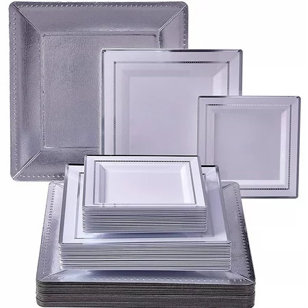 PARTY DISPOSABLE 60 PC DINNERWARE SET 20 Charger Plates 20 Dinner Plates 20 Side Plates Heavy Duty M | Walmart (US)