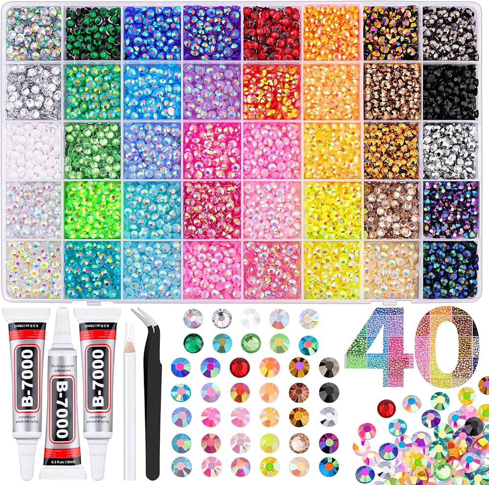 10000Pcs Resin Jelly Rhinestones for Bedazzling, 5mm Mixed-Color Flatback Gems for Diamond Art, B... | Amazon (US)