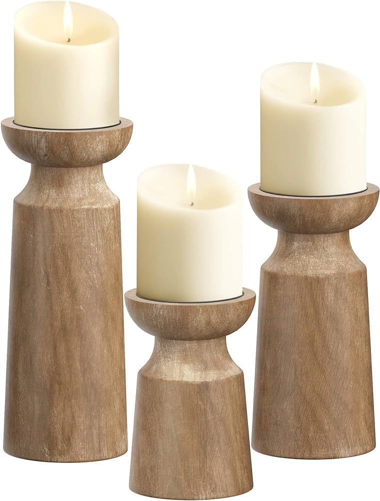 Barnyard Designs Pillar Candle Holder for Pillar Candles, Tall Wooden Candlestick Holders, Farmho... | Amazon (US)