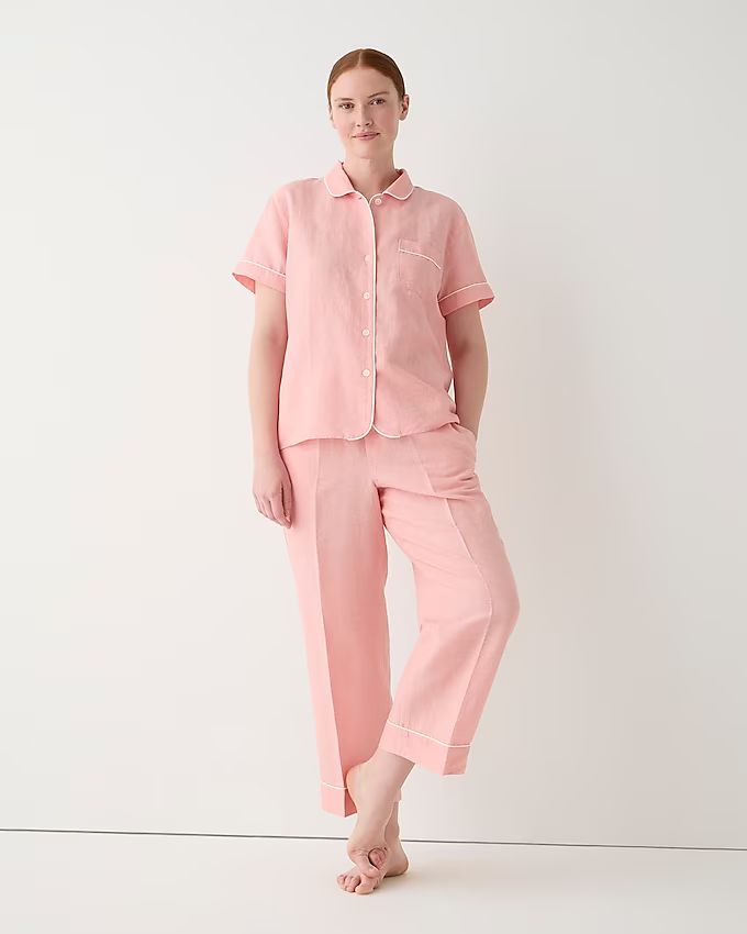 Linen-cotton short-sleeve pajama set | J.Crew US