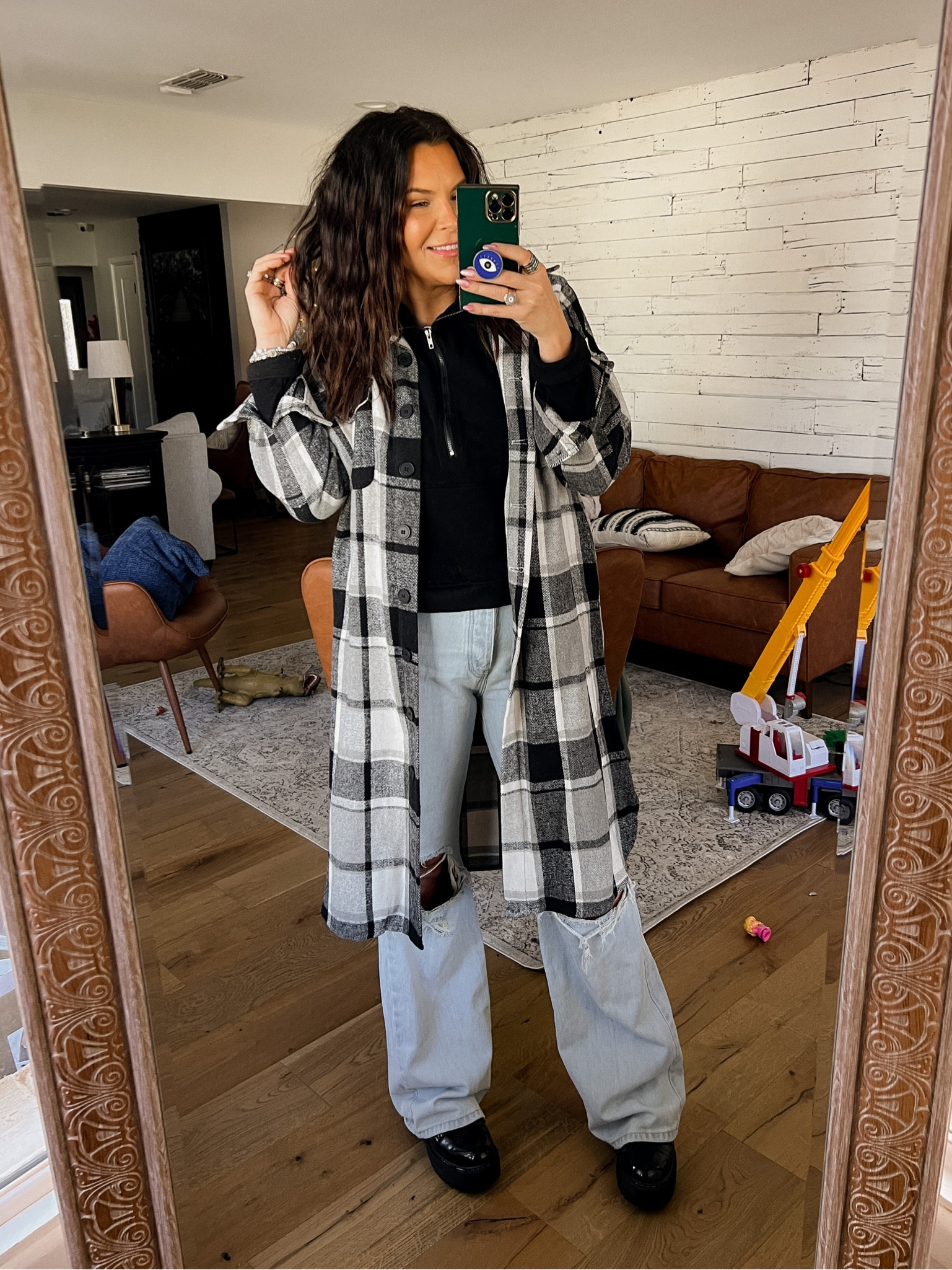 Sweatshirt: Large (code BWC20)
Long Shacket: Large
Jeans are sold out, but linked up others
Boots true to size. 


#LTKsalealert #LTKunder100 #LTKstyletip