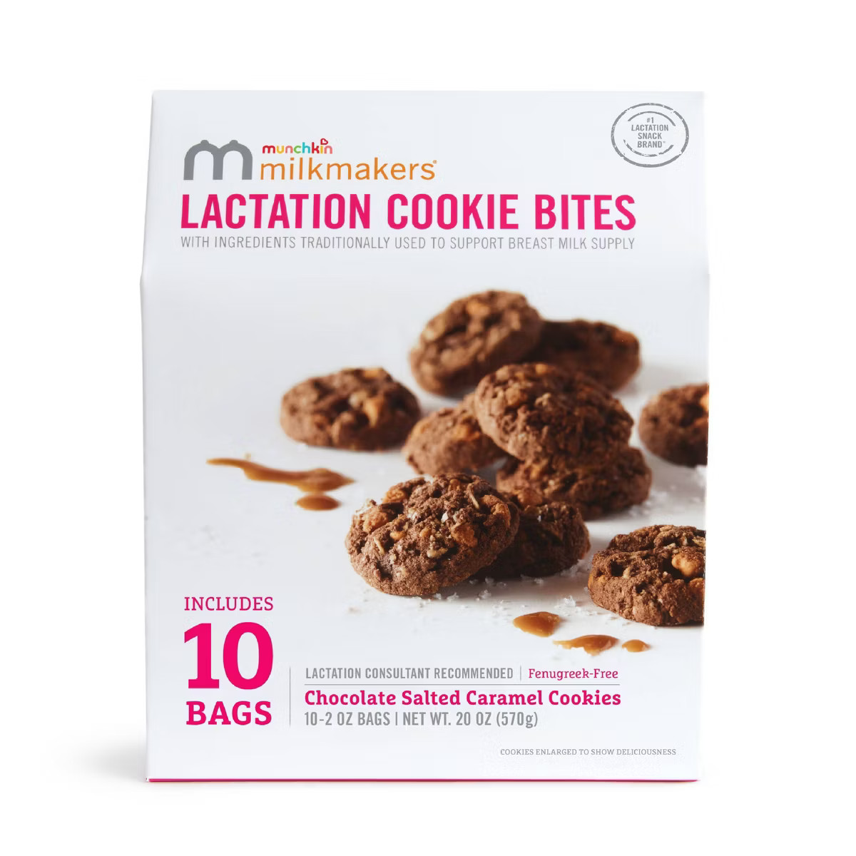 Munchkin Milkmakers Lactation Cookie Bites - Chocolate Salted Caramel - 20oz/10ct | Target