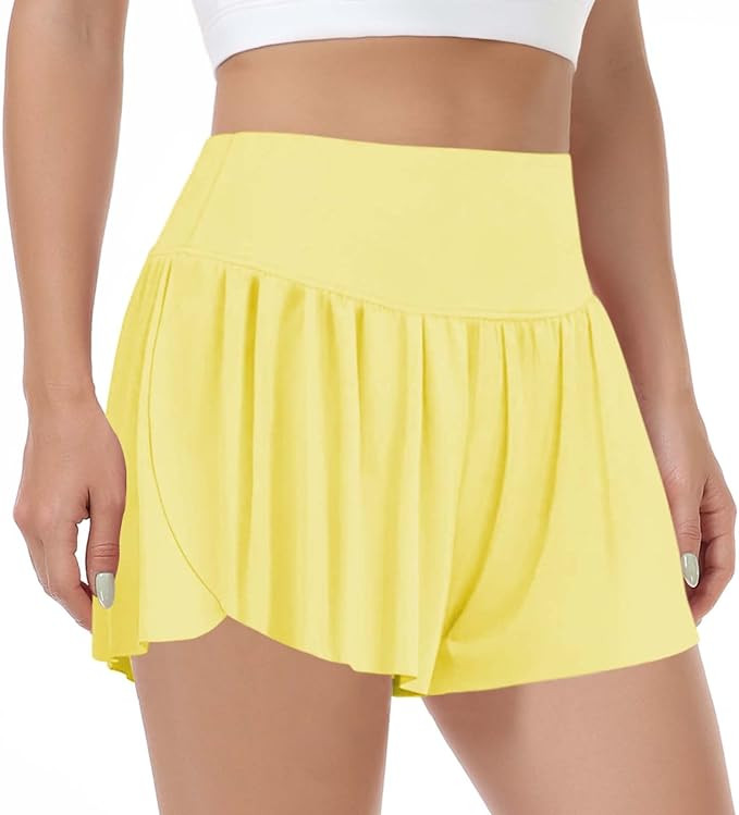 Womens 2 in 1 Flowy Athletic Shorts with Pocket Butterfly Running Workout Shorts Sweat Spandex Lo... | Amazon (US)