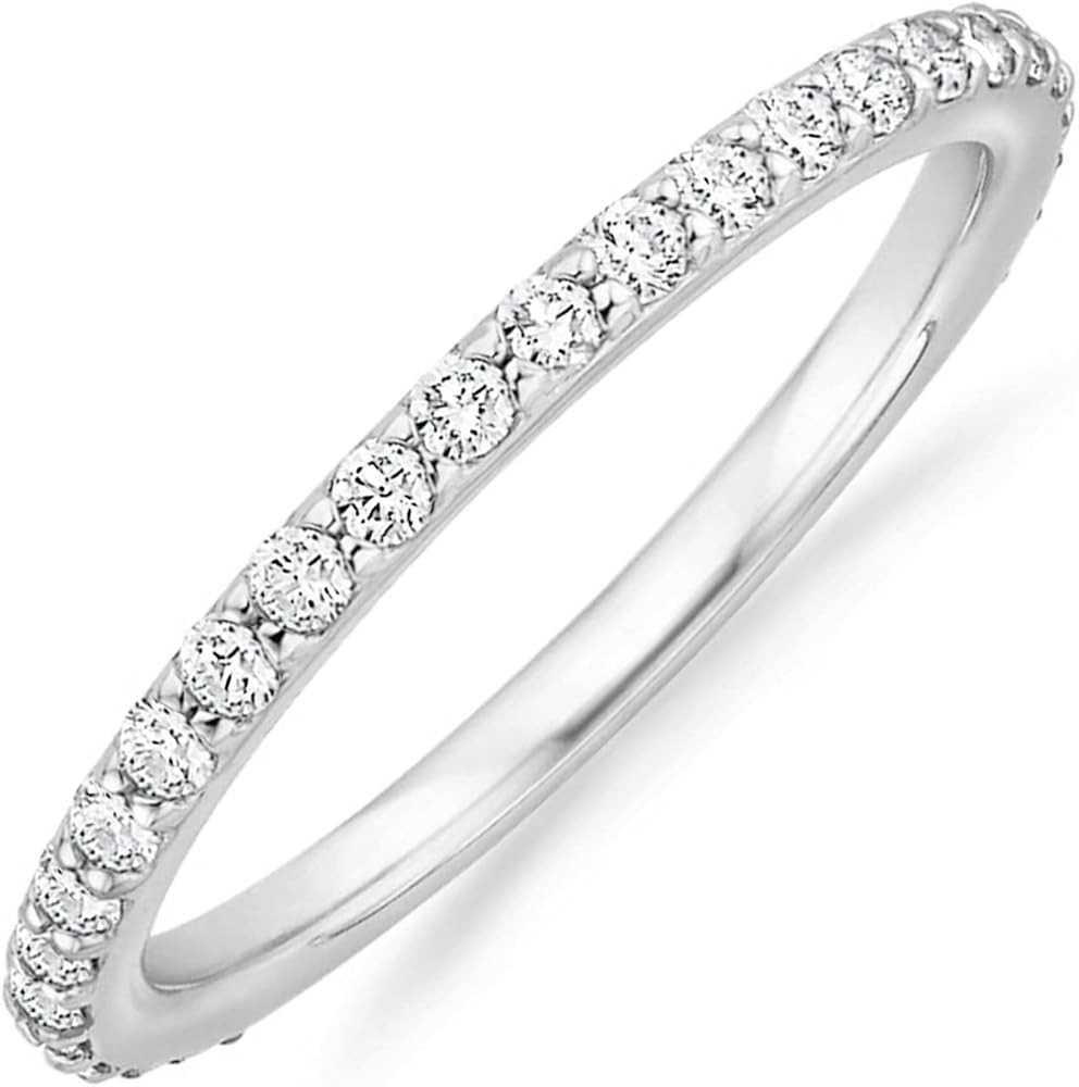 PAVOI 14K Gold Plated Cubic Zirconia Diamond Stackable Eternity Bands for Women | Amazon (US)