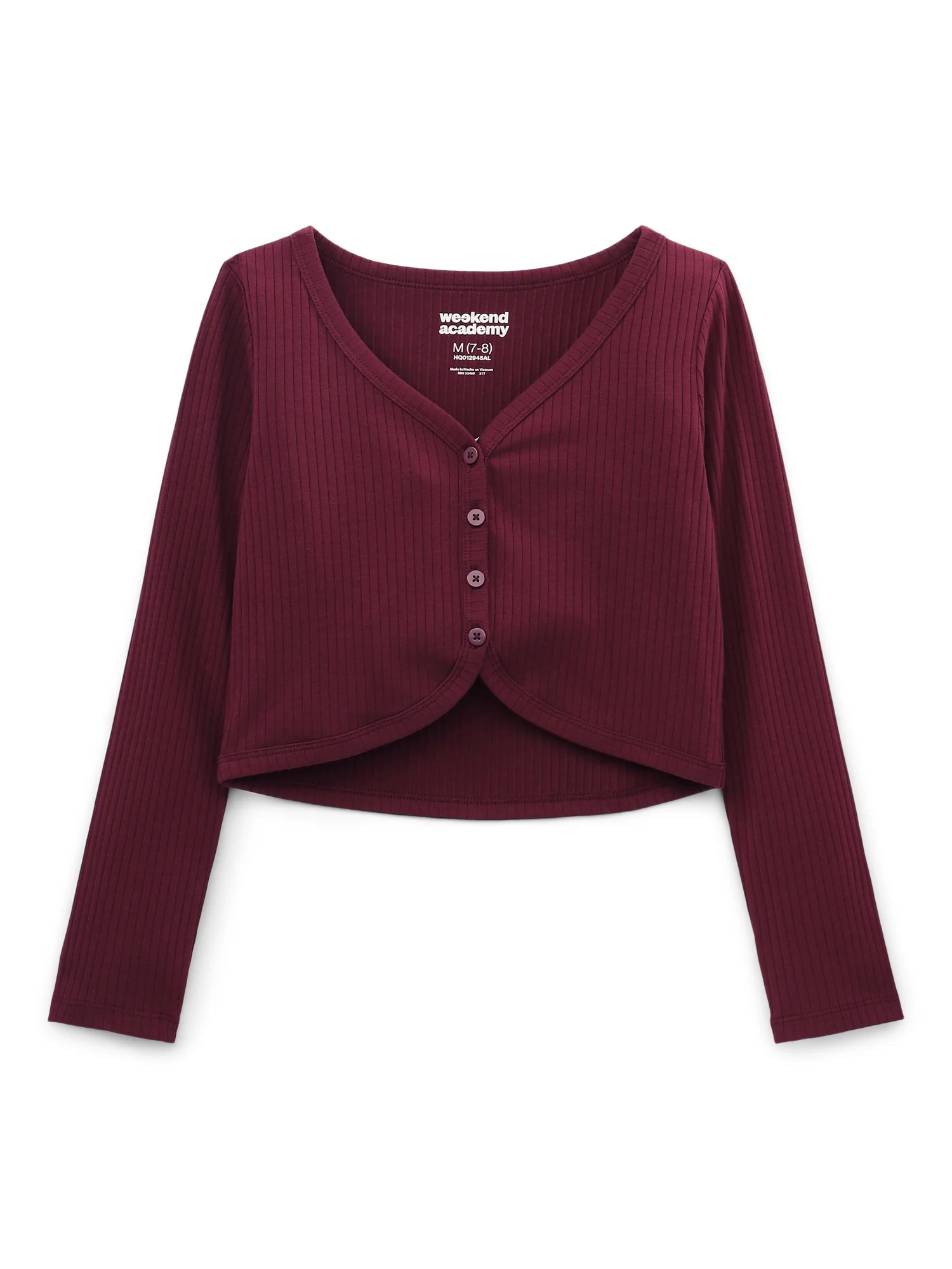 Weekend Academy Girls Long Sleeve Ribbed Cardigan, Sizes 4-18 | Walmart (US)