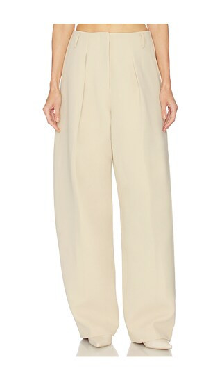 Helsa The Baggy Barrel Trouser in Very Heavy Crepe in Beige. - size S | Revolve Clothing (Global)