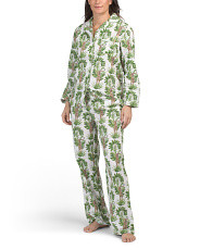2pc Poplin Leopard Pajama Top And Pants Set | Family Pajamas | Marshalls | Marshalls