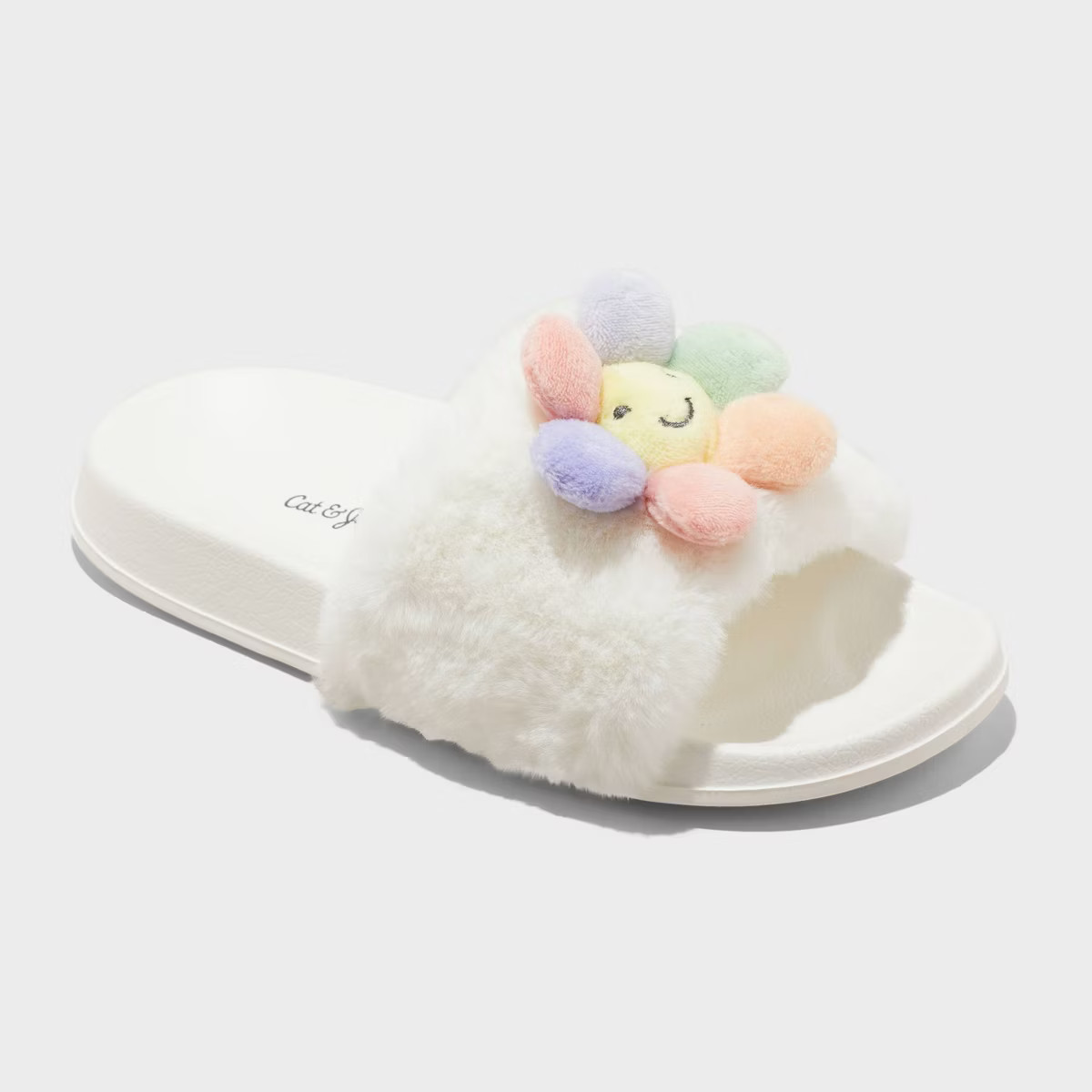 Kids' 3D Flower Slides - Cat & Jack™ Cream | Target