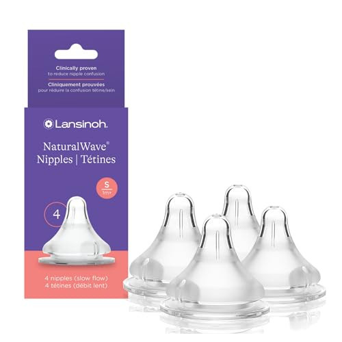 Lansinoh NaturalWave Baby Bottle Nipples, Slow Flow, Size S,1+ Month, 4 Count – 100% Soft, Durable Silicone, Made Without BPA BPS, Anti-Colic, Supports Baby’s Developing Mouth and Teeth | Amazon (US)