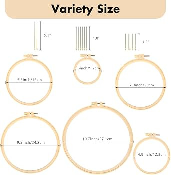 Caydo 6 Pieces Embroidery Hoops with 16 Pieces Needles, 3 Inch to 10 Inch | Amazon (US)