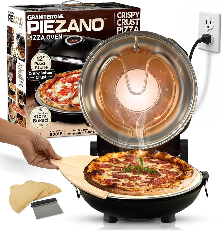 PIEZANO Crispy Crust Pizza Oven by Granitestone – 12 Inch Electric Pizza Oven Indoor Countertop... | Amazon (US)
