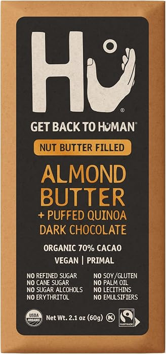 Hu Almond Butter + Puffed Quinoa Dark Chocolate Bar, 2.1 Ounce Bar, 1 Count | Amazon (US)
