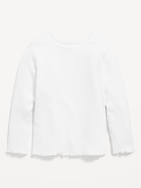 Long-Sleeve Lettuce-Edge Ribbed T-Shirt for Toddler Girls | Old Navy (US)