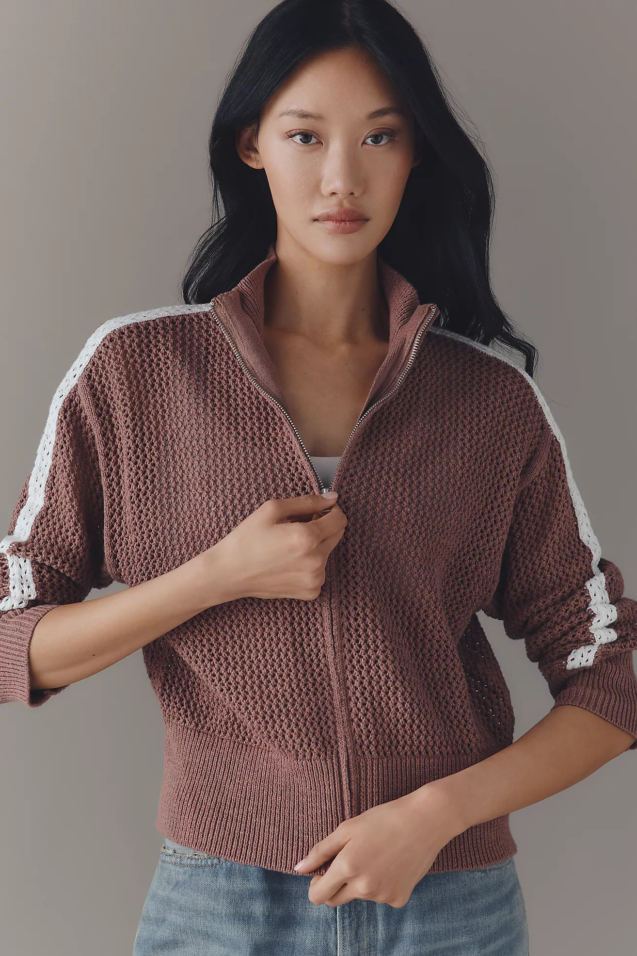 Sanctuary Open-Knit Track Jacket | Anthropologie (US)