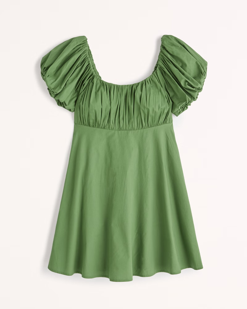 Poplin Puff Sleeve Mini Dress | Abercrombie & Fitch (US)