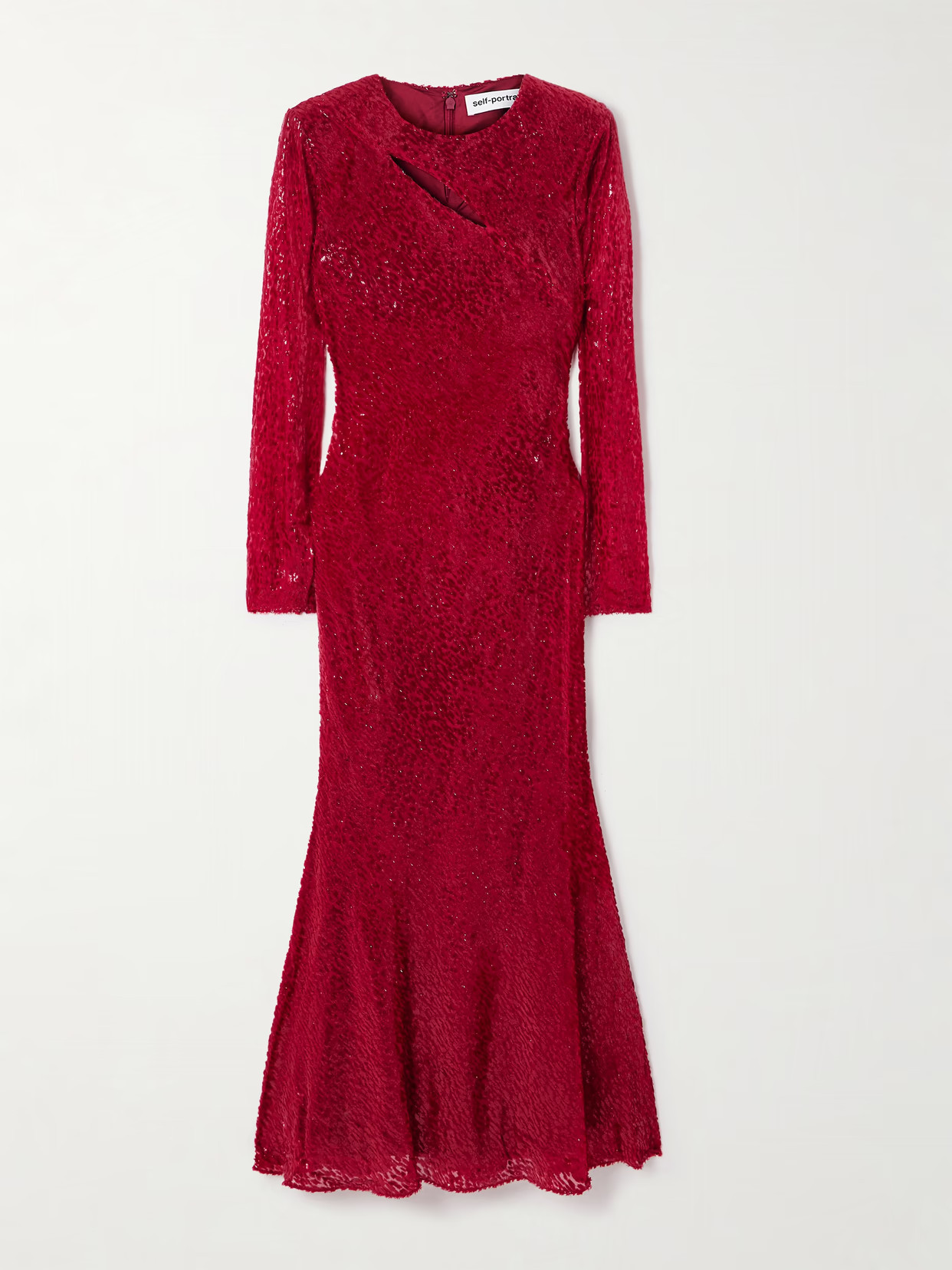Self-Portrait - Cutout Fil Coupé Midi Dress - Red | NET-A-PORTER (UK & EU)
