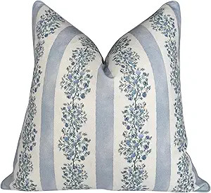 Jillien Harbor “The Juliet” Floral Block Print Pillow Cover – Soft Blue and Off-White Decor... | Amazon (US)