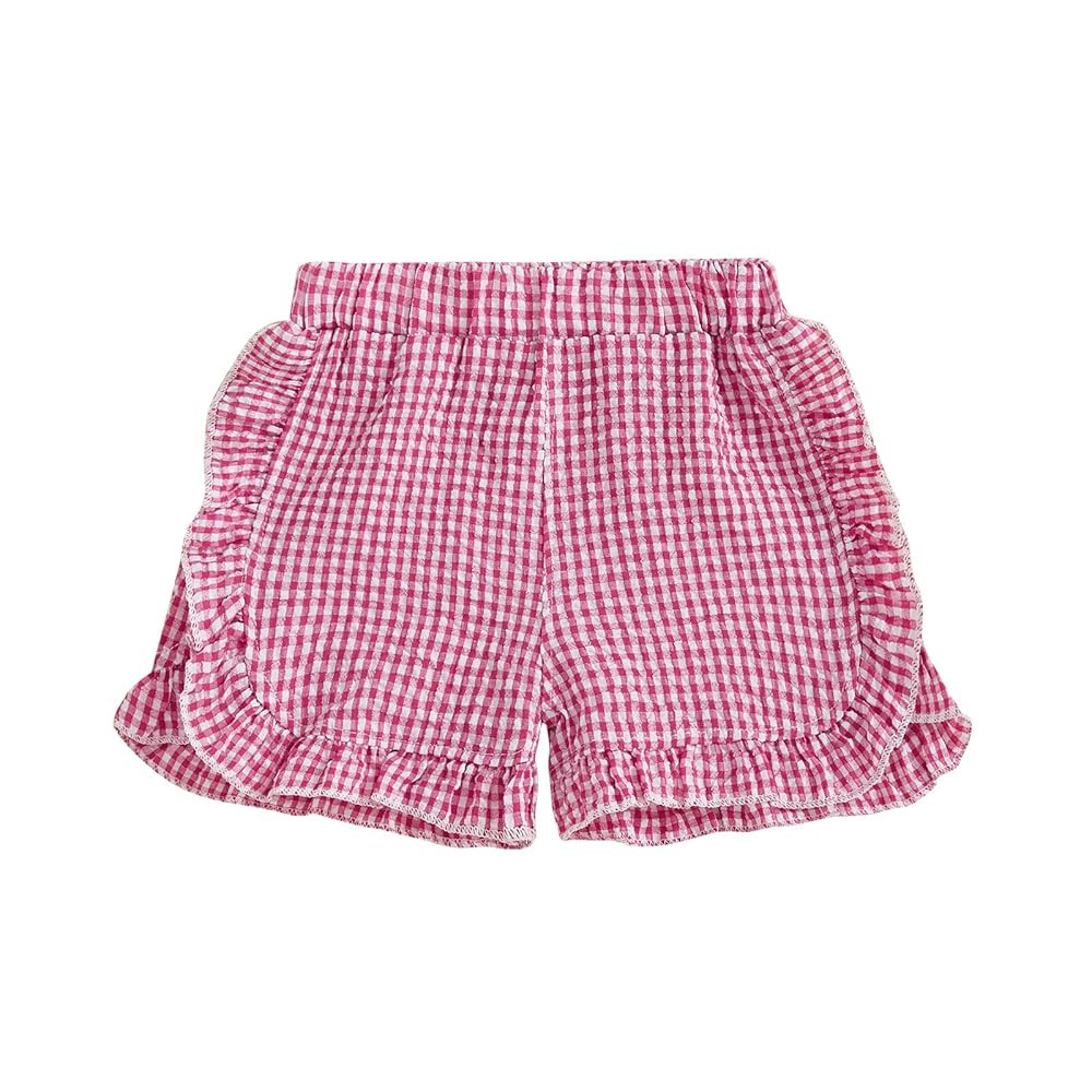 Karuedoo Toddler Baby Girl Shorts Casual Summer Gingham Plaid/Seersucker Elastic Waist Ruffle Hem... | Amazon (US)