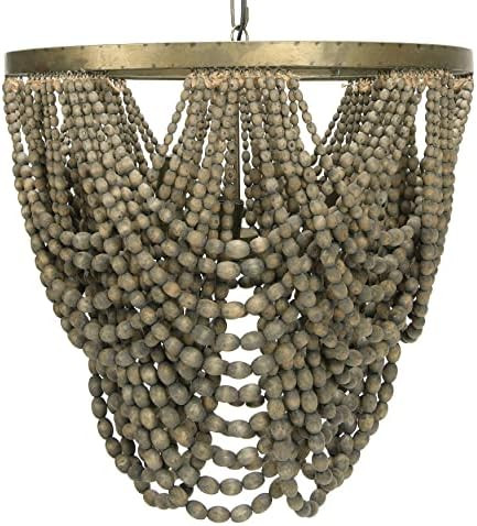 Creative Co-Op 2-Tier Draped Wood Bead Chandelier, Distressed Black | Amazon (US)