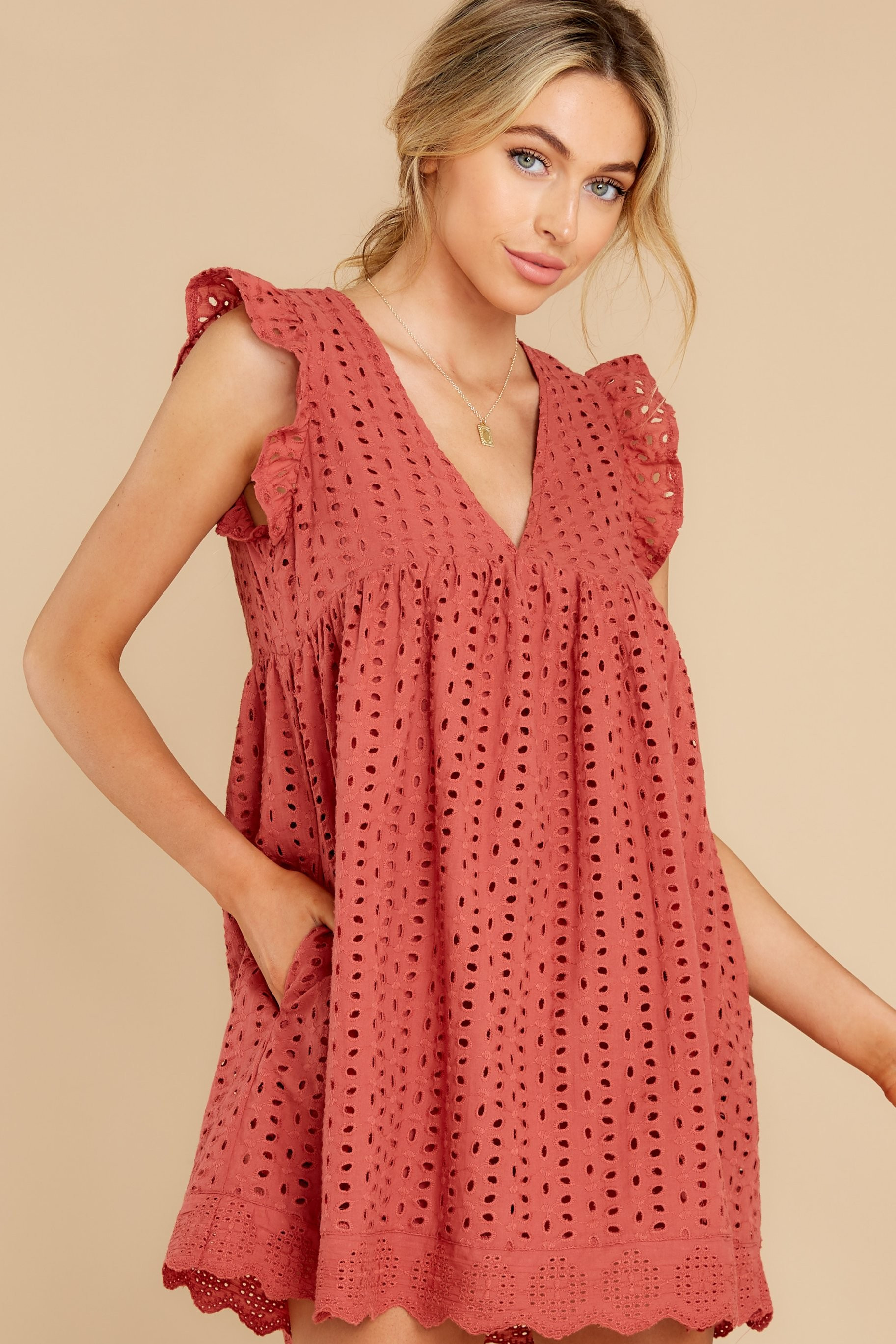 Keep A Secret Brick Romper Dress Red | Red Dress 