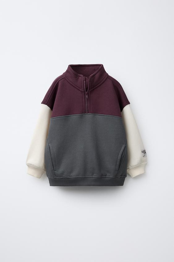 COLOR BLOCK ZIP SWEATSHIRT | Zara US