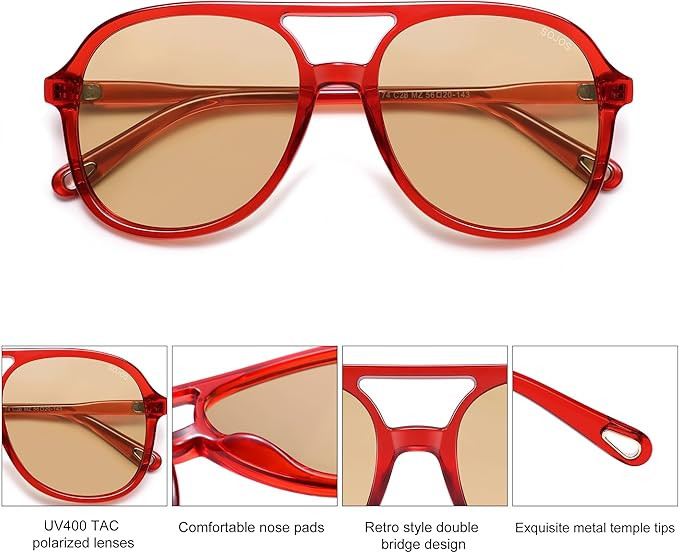 SOJOS Retro Polarized Aviator Sunglasses Womens Mens Classic 70s 80s Vintage Trendy Square Aviato... | Amazon (US)