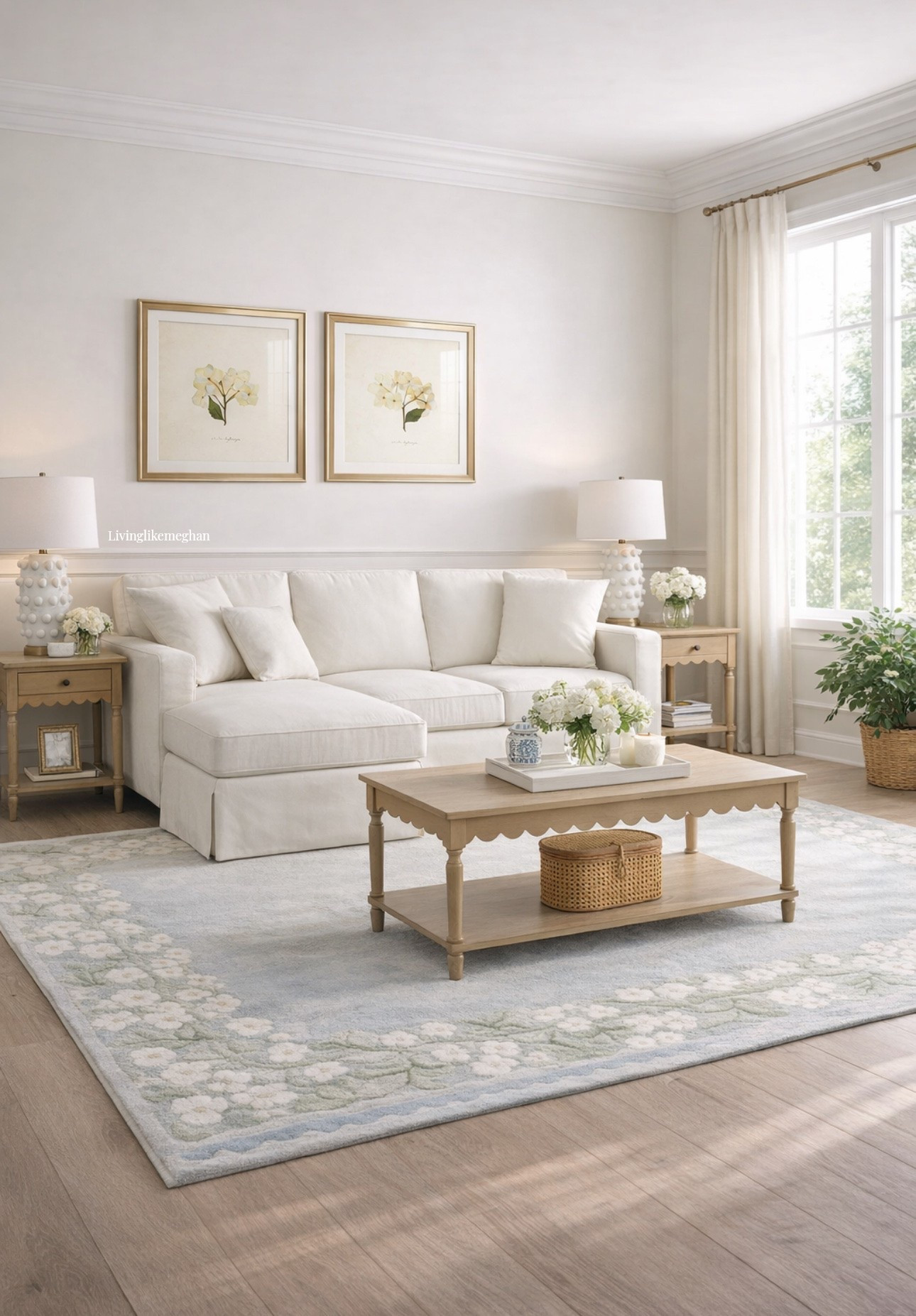 Creating a calm, inviting living room comes down to texture and timeless details. This soft floral border rug adds just enough color to ground the space, while the scalloped coffee table and matching side tables bring in that charming, tailored feel. Pair with a cozy cream sectional, beaded bobble lamps, and framed floral art prints to complete the look!

Everything is linked below - including exact furniture, lighting, and decor pieces! 🛍️✨

living room decor, neutral living room, scalloped furniture, floral area rug, white sectional sofa, traditional home aesthetic, grandmillennial style, light wood coffee table, ceramic lamps

#LTKHome #LTKSaleAlert #LTKSeasonal