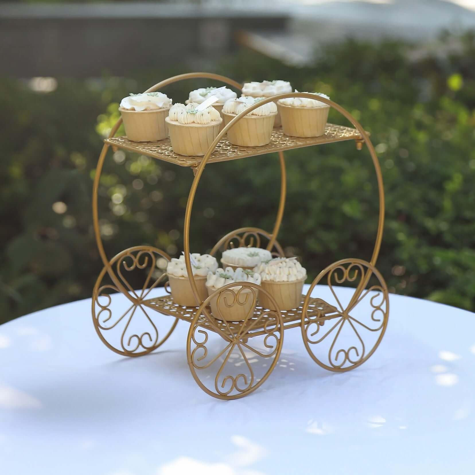 Efavormart 2-Tier Gold Metal Princess Carriage Cupcake Dessert Display Stand, Cinderella Carriage... | Amazon (US)