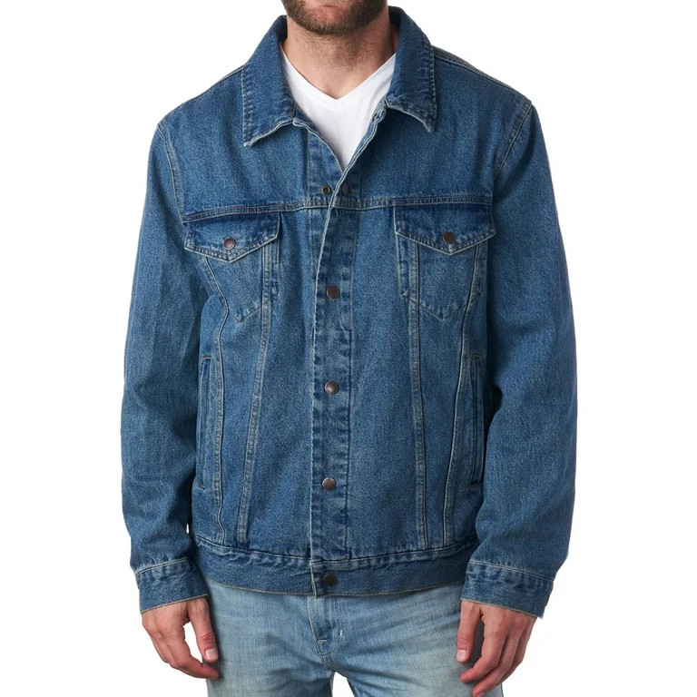 Alpine Swiss Derek Mens Classic Denim Jacket Casual Button Up Jean Trucker Coat - Walmart.com | Walmart (US)