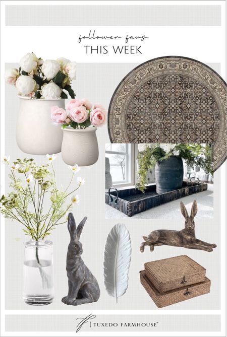Follower favorites this week. 

Home decor, spring decor, planters, faux flowers, washable rugs, entry rugs, flower vases, bunny decor, decor bowls, decor trays, basket trays, storage baskets  

#LTKhome #LTKFind