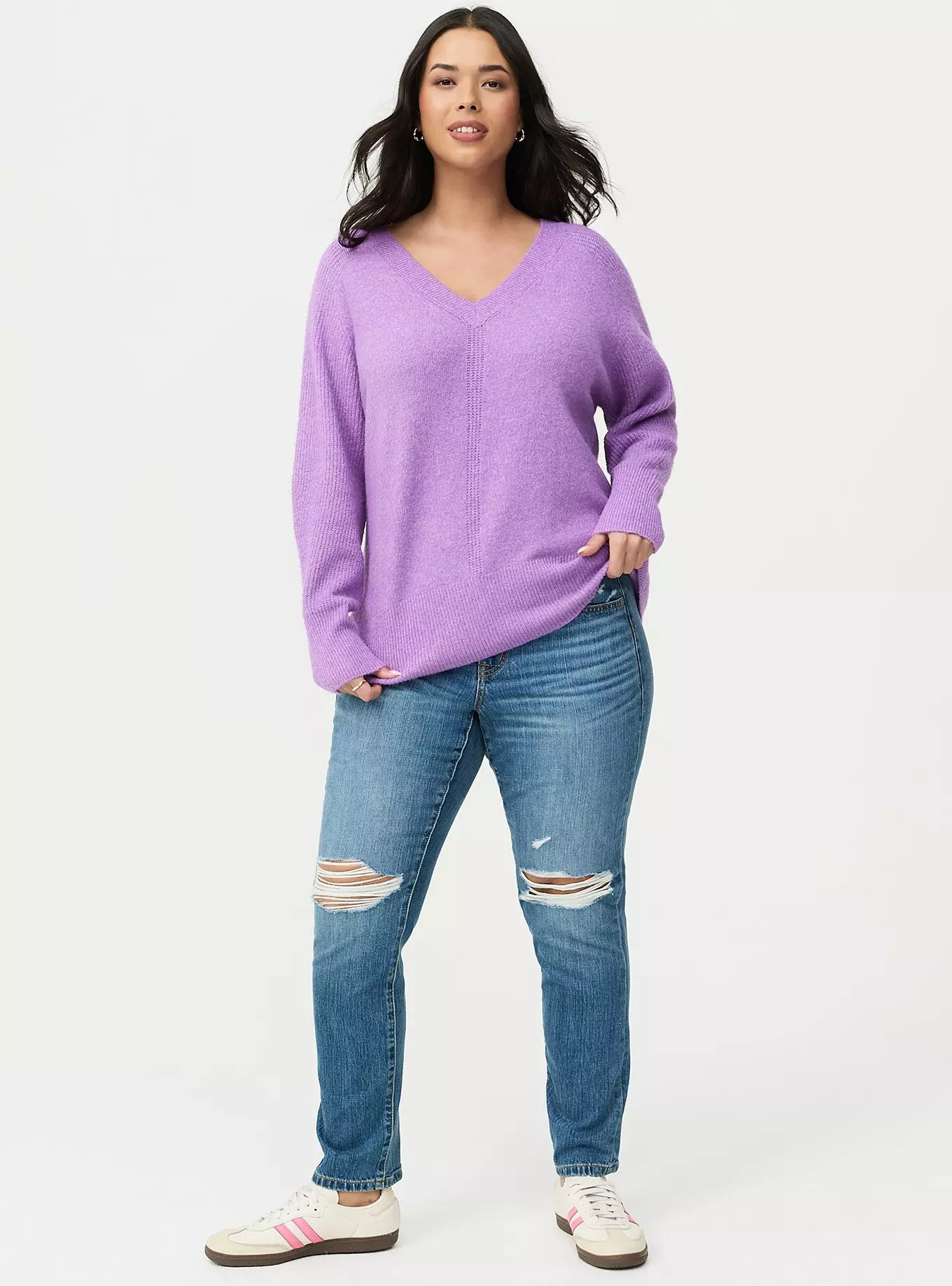 Vegan Cashmere V-Neck Pullover Sweater | Torrid (US & Canada)