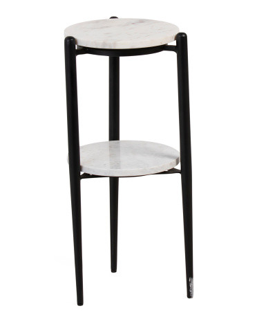 24in Marble Top 2 Tier Drink Table | TJ Maxx