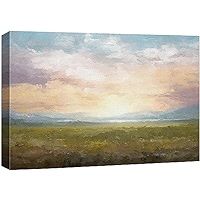 wall26 Framed Canvas Print Wall Art Watercolor Dusk Sky Over Green Field Nature Wilderness Illust... | Amazon (US)