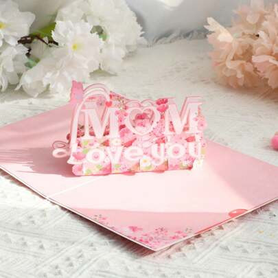Mother's Day Gift,Birthday Pop Up Card For Mom, Mothers Day Popup Card I Love Mom, Birthday Gift For Mom With Message Tag And Envelope, Thank You Card | SHEIN
