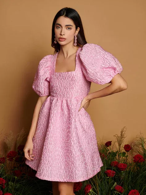 Sister Jane Dream Tiny Tina Jacquard Dress in Pink