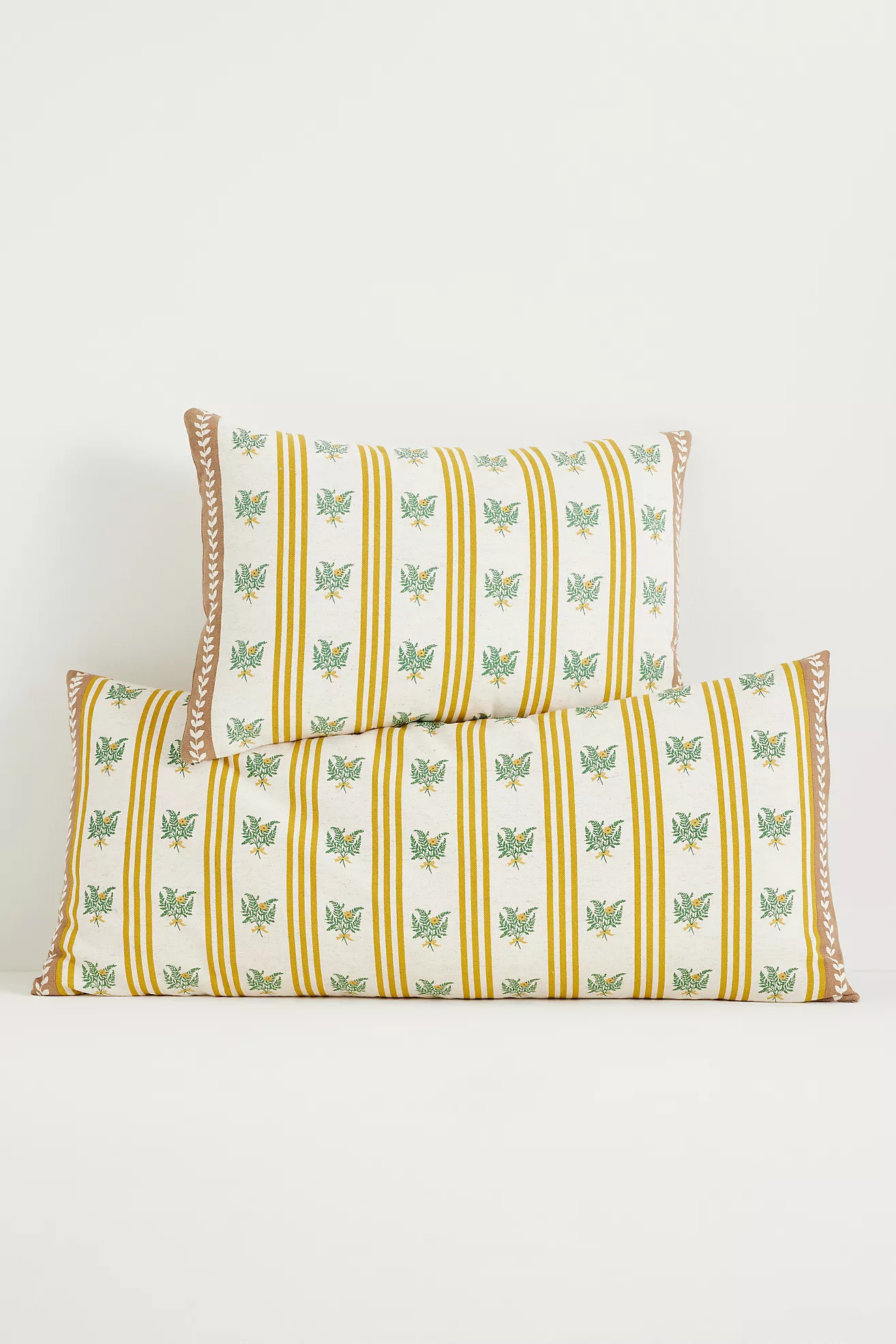 Tess Cotton Screen Printed Floral Striped Pillow | Anthropologie (US)