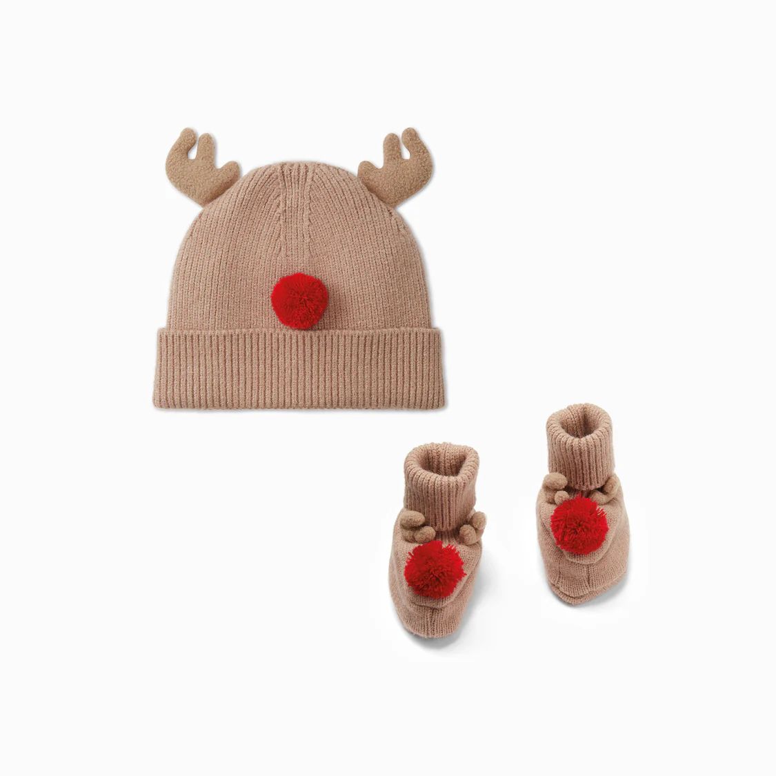 Reindeer Knitted Hat & Booties | Baby Mori