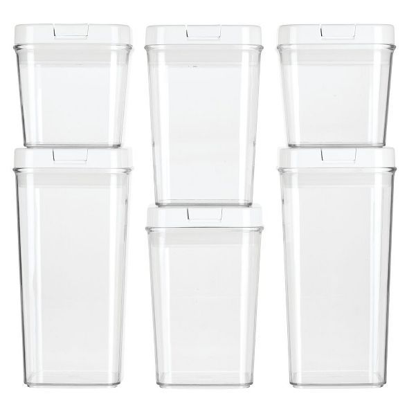 mDesign Airtight Food Storage Container with Lid for Kitchen, Set of 6 - Clear | Target