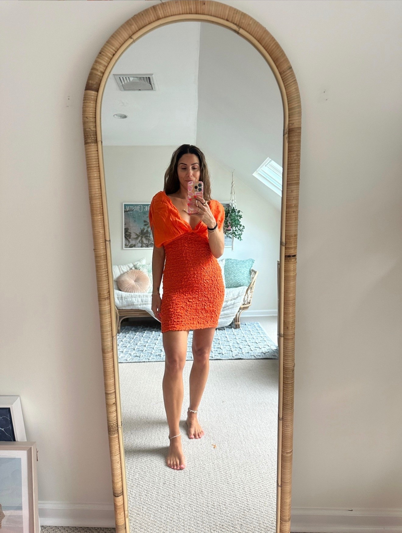 Free People Orange Mini Dress still in stock in all sizes. 

#LTKOver40 #LTKootd #LTKTravel