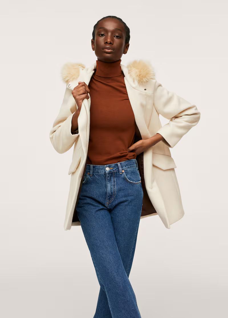 Faux fur hooded coat removable | MANGO (US)