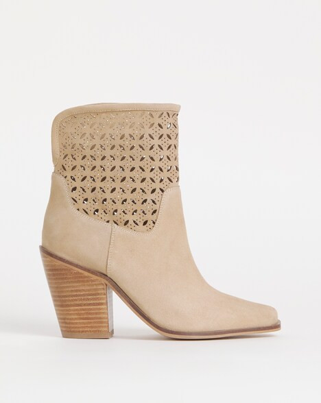 Joe Browns Natural Laser Cut Suede Cowboy Boot -Wide Fit (E) | JD Williams (UK)