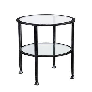 Southern Enterprises Galena Black Metal and Glass Round End Table HD748849 - The Home Depot | The Home Depot